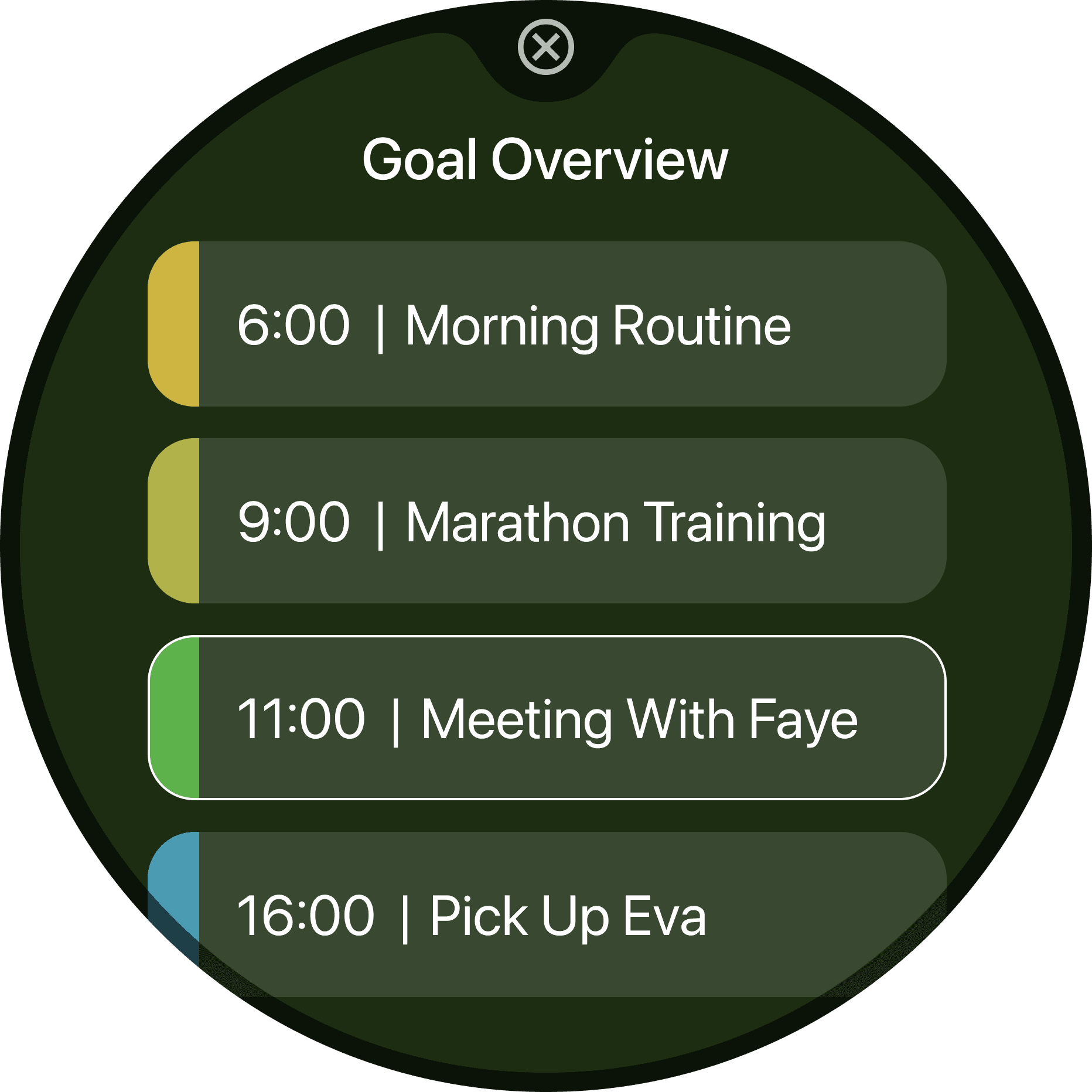 Goal Management before watch UI