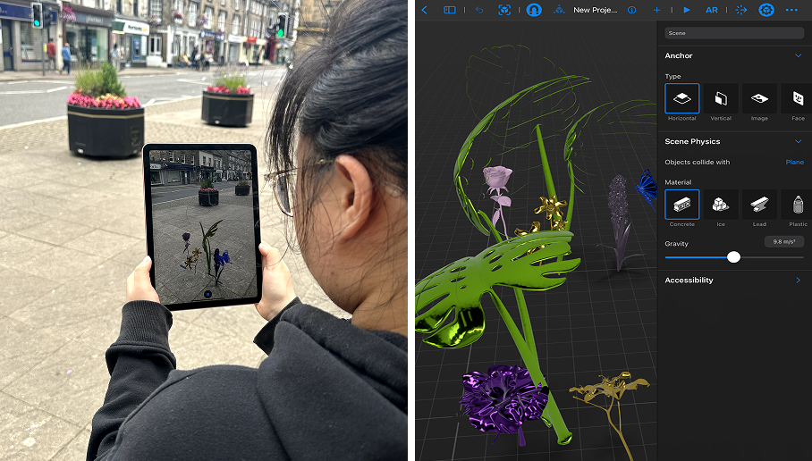 AR gardening game user testing with an iPad and Reality Composer scene.